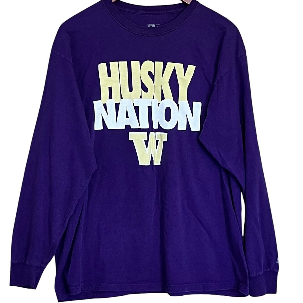 University of Washington Huskies T Shirt Adult XL Purple Gold Husky Nation NCAA